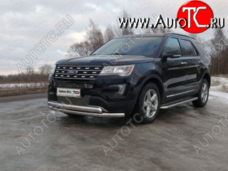 29 599 р. Защита передняя нижняя двойная 76,1*75 мм ТСС Тюнинг Ford Explorer U502 1-ый рестайлинг, 5 дв. (2015-2018) (нержавейка)  с доставкой в г. Йошкар-Ола