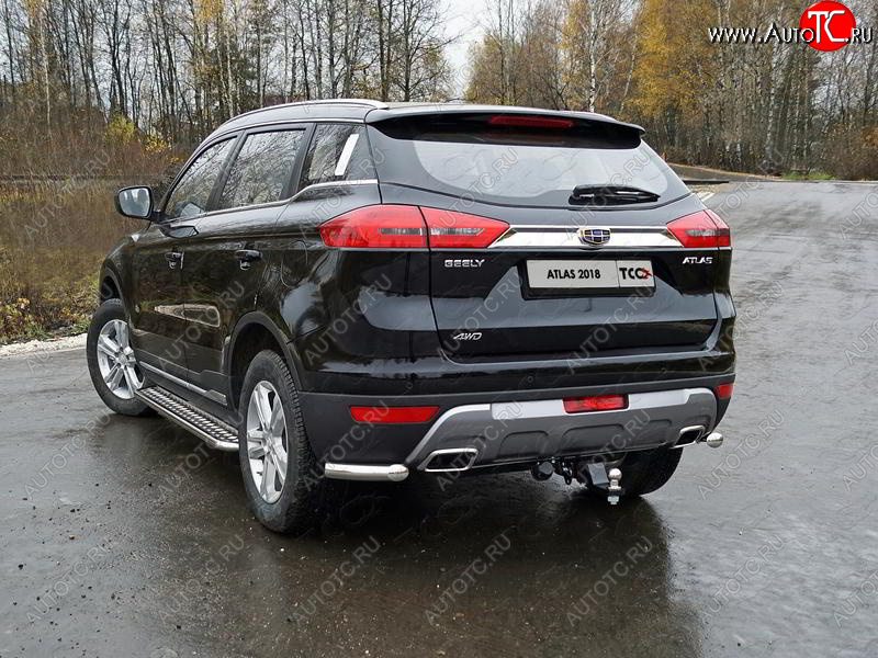 9 349 р. Защита заднего бампера (уголки, d60,3 мм) TCC Geely Atlas NL3 (2016-2022)  с доставкой в г. Йошкар-Ола