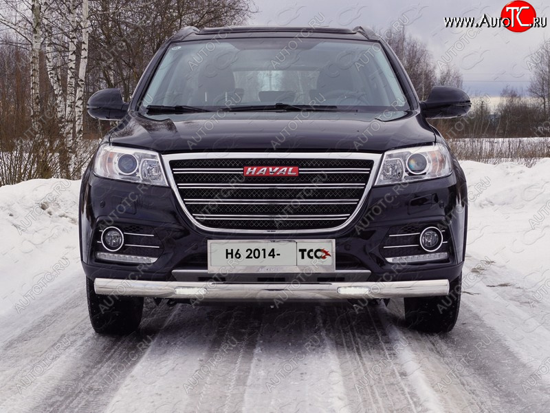 40 999 р. Защита передняя нижняя овальная с ДХО 75х42 мм ТСС Тюнинг Haval H6 (2013-2020) (нержавейка)  с доставкой в г. Йошкар-Ола