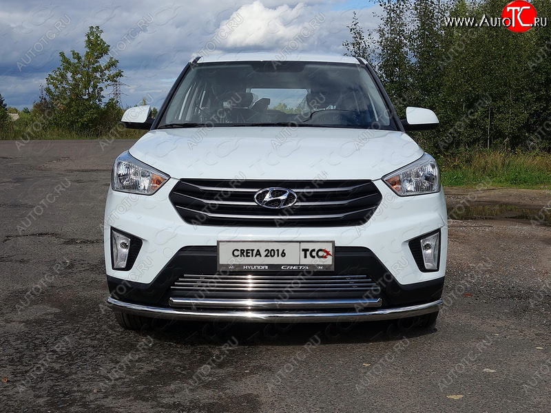 5 449 р. Декоративная вставка в бампер ТСС Тюнинг  Hyundai Creta  GS (2015-2021) дорестайлинг, рестайлинг (d 12 мм)  с доставкой в г. Йошкар-Ола