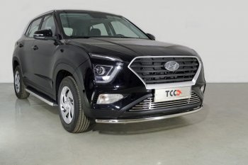 Защита переднего бампера нижняя d42,4 мм ТСС Тюнинг Hyundai (Хюндаи) Creta (Крета)  SU (2020-2022) SU  (нержавейка)