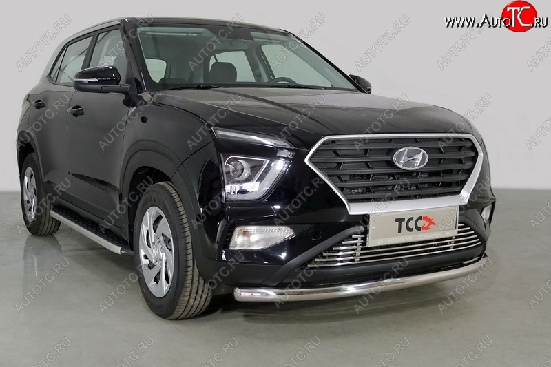 21 599 р. Защита переднего бампера нижняя d60,3 мм ТСС Тюнинг Hyundai Creta SU (2020-2022) (нержавейка)  с доставкой в г. Йошкар-Ола