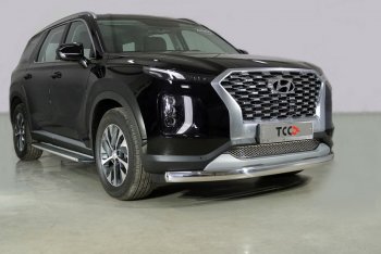 Защита переднего бампера нижняя овальная 75х42 мм ТСС Тюнинг Hyundai Palisade LX2 (2018-2022) ()