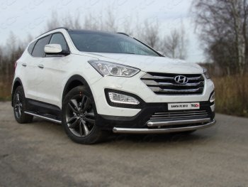 Защита переднего бампера нижняя d60,3*50,8 мм ТСС Тюнинг Hyundai Santa Fe DM дорестайлинг (2012-2016)  (нержавейка)