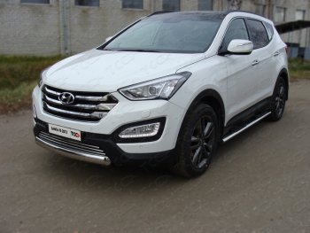 15 899 р. Защита переднего бампера овальная короткая 75х42 мм ТСС тюнинг  Hyundai Santa Fe  DM (2012-2016) дорестайлинг (нержавейка)  с доставкой в г. Йошкар-Ола. Увеличить фотографию 1