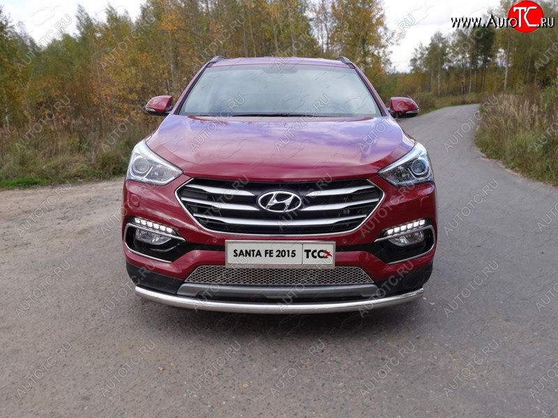 16 899 р. Защита переднего бампера нижняя d60,3 мм ТСС Тюнинг  Hyundai Santa Fe  DM (2015-2019) рестайлинг (нержавейка)  с доставкой в г. Йошкар-Ола