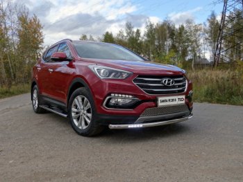 Защита переднего бампера нижняя с ДХО 60,3 мм ТСС Тюнинг Hyundai (Хюндаи) Santa Fe (Санта)  DM (2015-2019) DM рестайлинг