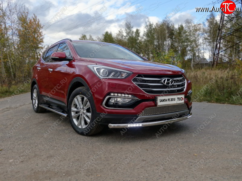 36 999 р. Защита переднего бампера нижняя с ДХО 60,3 мм ТСС Тюнинг Hyundai Santa Fe DM рестайлинг (2015-2019) (нержавейка)  с доставкой в г. Йошкар-Ола