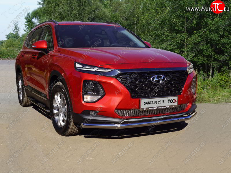 18 699 р. Защита переднего бампера нижняя d60,3 мм ТСС Тюнинг Hyundai Santa Fe TM дорестайлинг (2018-2021) (нержавейка)  с доставкой в г. Йошкар-Ола