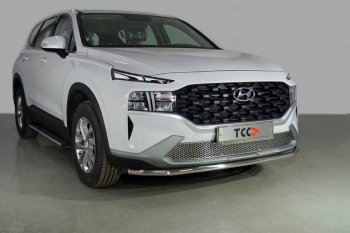 17 099 р. Защита переднего бампера нижняя d42,4 мм ТСС Тюнинг Hyundai Santa Fe TM рестайлинг (2020-2022) (нержавейка)  с доставкой в г. Йошкар-Ола. Увеличить фотографию 1