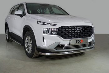 20 749 р. Защита переднего бампера нижняя d60,3 мм ТСС Тюнинг Hyundai Santa Fe TM рестайлинг (2020-2022) (нержавейка)  с доставкой в г. Йошкар-Ола. Увеличить фотографию 1