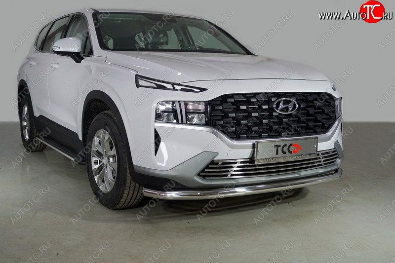 21 599 р. Защита переднего бампера нижняя d60,3 мм ТСС Тюнинг  Hyundai Santa Fe  TM (2020-2022) рестайлинг (нержавейка)  с доставкой в г. Йошкар-Ола