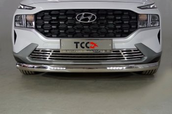 Защита передняя нижняя овальная с ДХО 75х42 мм ТСС Тюнинг Hyundai Santa Fe TM рестайлинг (2020-2022) ()