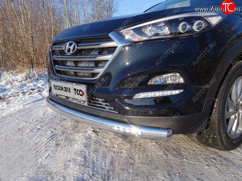 43 849 р. Защита передняя нижняя овальная с ДХО 75х42 мм ТСС Тюнинг  Hyundai Tucson  TL (2015-2018) дорестайлинг (нержавейка)  с доставкой в г. Йошкар-Ола