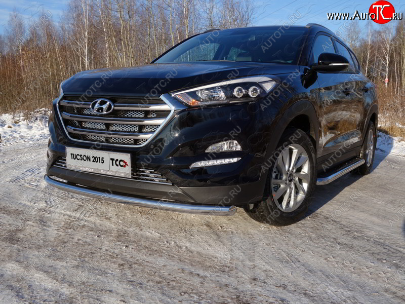 18 699 р. Защита переднего бампера нижняя d60,3 мм ТСС Тюнинг Hyundai Tucson TL дорестайлинг (2015-2018) (нержавейка)  с доставкой в г. Йошкар-Ола