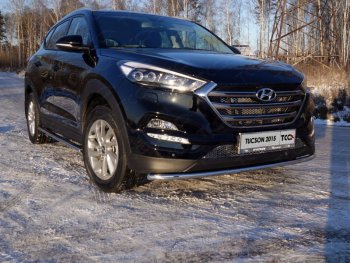 15 999 р. Защита переднего бампера нижняя d42,4 мм ТСС Тюнинг Hyundai Tucson TL дорестайлинг (2015-2018) (нержавейка)  с доставкой в г. Йошкар-Ола. Увеличить фотографию 1