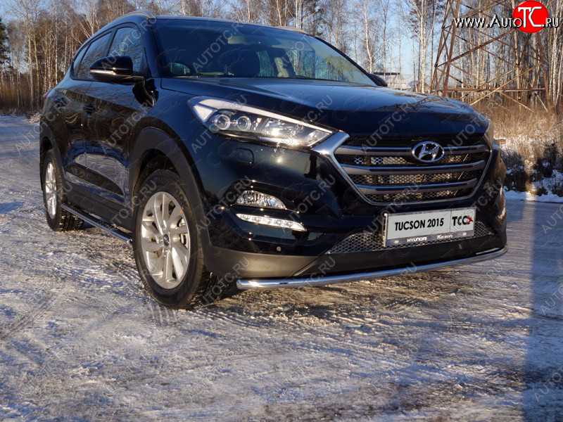 15 999 р. Защита переднего бампера нижняя d42,4 мм ТСС Тюнинг Hyundai Tucson TL дорестайлинг (2015-2018) (нержавейка)  с доставкой в г. Йошкар-Ола