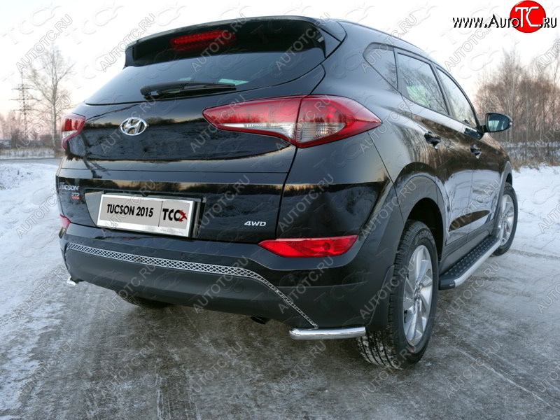 12 299 р. Защита заднего бампера (уголки, d42,4 мм) TCC  Hyundai Tucson  TL (2015-2018) дорестайлинг  с доставкой в г. Йошкар-Ола