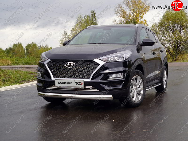 21 899 р. Защита переднего бампера овальная 75х42 мм ТСС Тюнинг Hyundai Tucson TL рестайлинг (2018-2021) (нержавейка)  с доставкой в г. Йошкар-Ола