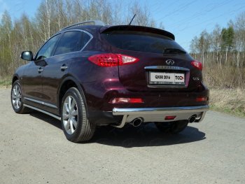 Защита задняя (центральная, нержавейка d75*42,4 мм) ТСС Тюнинг INFINITI Qx50 J50 рестайлинг (2015-2018) ()