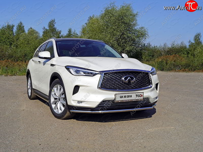 19 999 р. Защита переднего бампера нижняя d42,4 мм ТСС Тюнинг  INFINITI Qx50  J55 (2017-2022) (нержавейка)  с доставкой в г. Йошкар-Ола