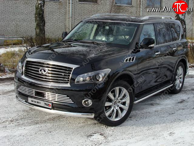 29 999 р. Защита переднего бампера нижняя 75*42 мм ТСС Тюнинг INFINITI QX56 Z62 (2010-2013) (нержавейка)  с доставкой в г. Йошкар-Ола