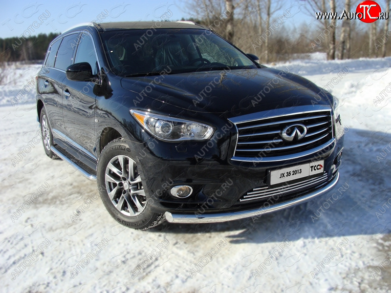 24 949 р. Защита переднего бампера нижняя 76,1 мм ТСС Тюнинг INFINITI QX60 L50 дорестайлинг (2013-2016) (нержавейка)  с доставкой в г. Йошкар-Ола