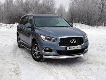 Защита передняя нижняя овальная с ДХО 75х42 мм ТСС Тюнинг INFINITI QX60 L50 рестайлинг (2016-2021) ()