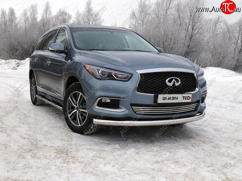 22 999 р. Защита переднего бампера нижняя d76,1 мм ТСС Тюнинг INFINITI QX60 L50 рестайлинг (2016-2021) (нержавейка)  с доставкой в г. Йошкар-Ола