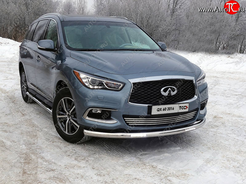 40 649 р. Защита переднего бампера нижняя с ДХО 76,1 мм ТСС Тюнинг  INFINITI QX60  L50 (2016-2021) рестайлинг (нержавейка)  с доставкой в г. Йошкар-Ола