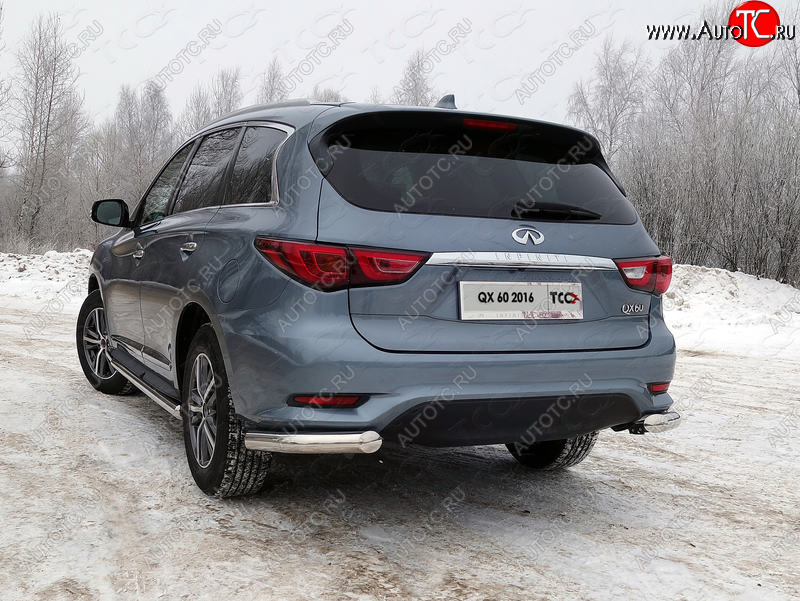 24 949 р. Защита задняя (уголки, нержавейка 76,1 мм) ТСС Тюнинг  INFINITI QX60  L50 (2016-2021) рестайлинг  с доставкой в г. Йошкар-Ола