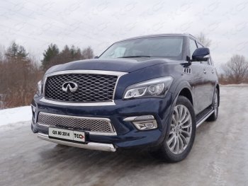 Защита переднего бампера нижняя овальная 75х42 мм ТСС Тюнинг INFINITI QX80 Z62 1-ый рестайлинг (2014-2018) ()