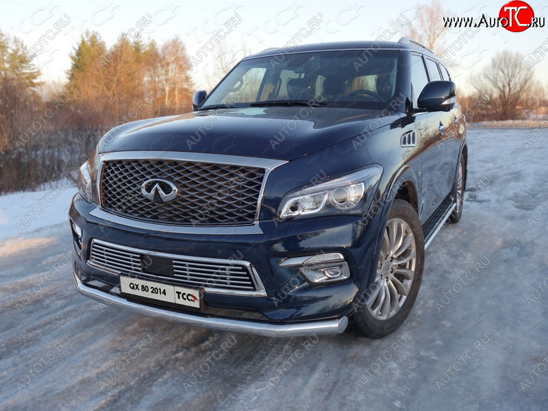 27 999 р. Защита переднего бампера нижняя d76,1 мм ТСС Тюнинг INFINITI QX80 Z62 1-ый рестайлинг (2014-2018) (нержавейка)  с доставкой в г. Йошкар-Ола