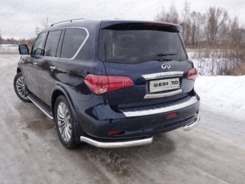 29 449 р. Защита задняя (уголки, нержавейка 76,1 мм) ТСС Тюнинг  INFINITI QX80  Z62 (2014-2018) 1-ый рестайлинг  с доставкой в г. Йошкар-Ола. Увеличить фотографию 1