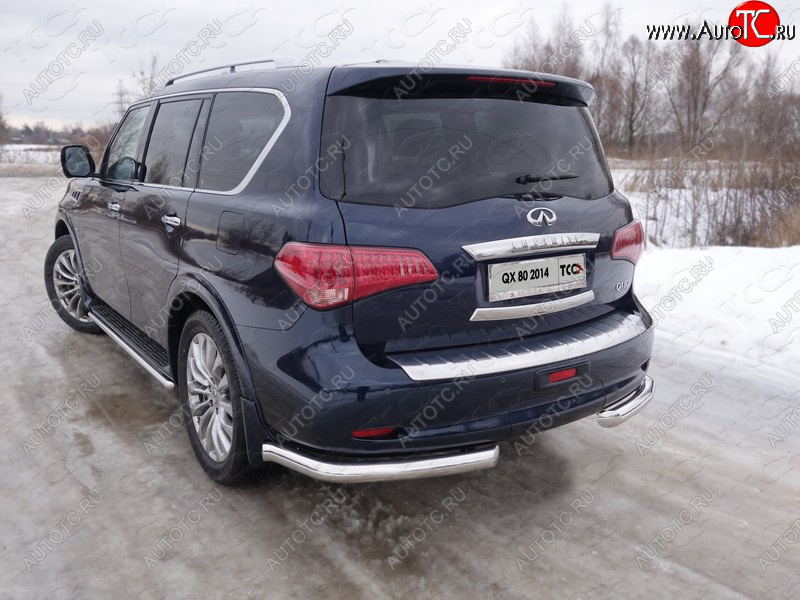 30 999 р. Защита задняя (уголки, нержавейка 76,1 мм) ТСС Тюнинг INFINITI QX80 Z62 1-ый рестайлинг (2014-2018)  с доставкой в г. Йошкар-Ола