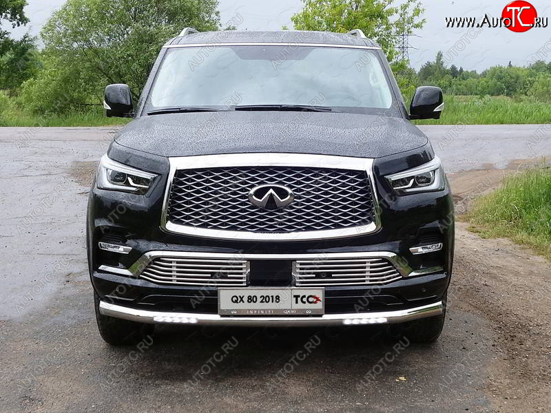 44 499 р. Защита переднего бампера нижняя с ДХО 76,1 мм ТСС Тюнинг  INFINITI QX80  Z62 (2018-2024) 2-ой рестайлинг (нержавейка)  с доставкой в г. Йошкар-Ола