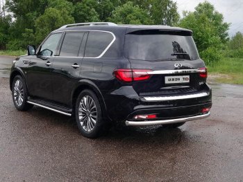 Защита задняя (нержавейка 76,1 мм) ТСС Тюнинг INFINITI QX80 Z62 2-ой рестайлинг (2018-2024)