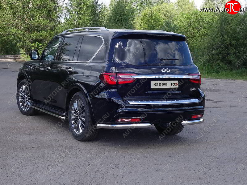 30 999 р. Защита задняя (уголки, нержавейка 76,1 мм) ТСС Тюнинг INFINITI QX80 Z62 2-ой рестайлинг (2018-2024)  с доставкой в г. Йошкар-Ола