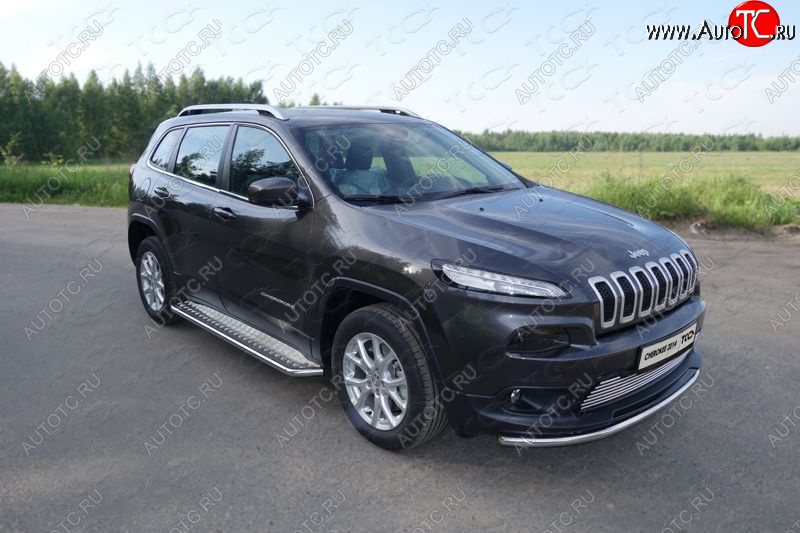 18 699 р. Защита переднего бампера нижняя d60,3 мм ТСС Тюнинг Jeep Cherokee KL дорестайлинг (2014-2017) (нержавейка)  с доставкой в г. Йошкар-Ола