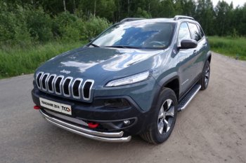 24 999 р. Защита переднего бампера (Trailhawk, двойная 60,3/60,3 мм) ТСС Тюнинг  Jeep Cherokee  KL (2014-2017) дорестайлинг (нержавейка)  с доставкой в г. Йошкар-Ола. Увеличить фотографию 1