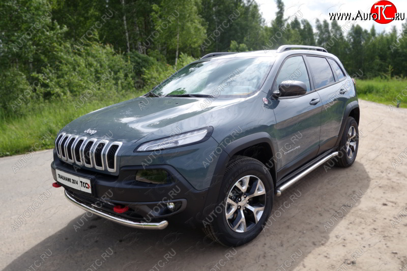 18 699 р. Защита переднего бампера (Trailhawk, d60,3 мм) ТСС Тюнинг Jeep Cherokee KL дорестайлинг (2014-2017) (нержавейка)  с доставкой в г. Йошкар-Ола