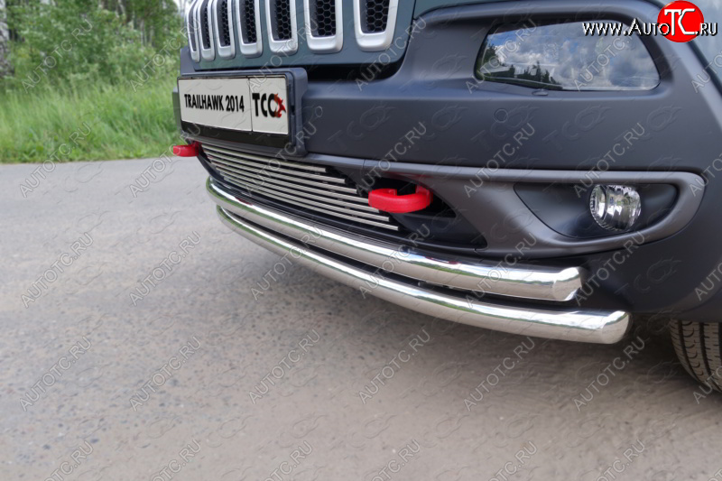 10 799 р. Декоративная вставка переднего бампера (Trailhawk) ТСС Тюнинг  Jeep Cherokee  KL (2014-2017) дорестайлинг (d 12 мм)  с доставкой в г. Йошкар-Ола