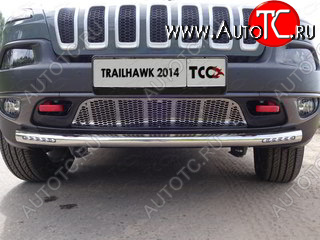 38 949 р. Защита переднего бампера (Trailhawk, 60,3 мм ДХО) ТСС Тюнинг Jeep Cherokee KL дорестайлинг (2014-2017) (нержавейка)  с доставкой в г. Йошкар-Ола