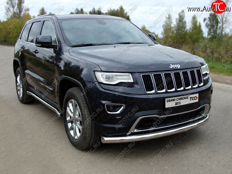 21 799 р. Защита переднего бампера нижняя d76,1 мм ТСС Тюнинг Jeep Grand Cherokee WK2 1-ый рестайлинг (2013-2018) (нержавейка)  с доставкой в г. Йошкар-Ола