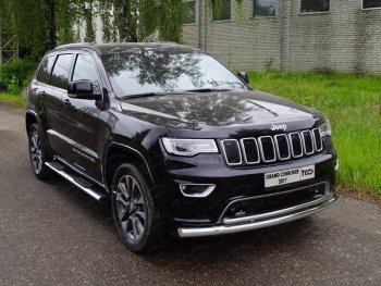 Защита переднего бампера нижняя двойная 76,1*42,2 мм ТСС Тюнинг Jeep Grand Cherokee WK2 2-ой рестайлинг (2017-2022) ()