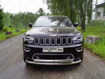 30 899 р. Защита передняя нижняя двойная 76,1*75 мм Тюнинг  Jeep Grand Cherokee  WK2 (2017-2022) 2-ой рестайлинг (нержавейка)  с доставкой в г. Йошкар-Ола. Увеличить фотографию 1