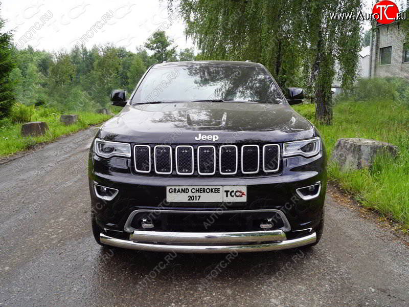 30 899 р. Защита передняя нижняя двойная 76,1*75 мм Тюнинг Jeep Grand Cherokee WK2 2-ой рестайлинг (2017-2022) (нержавейка)  с доставкой в г. Йошкар-Ола