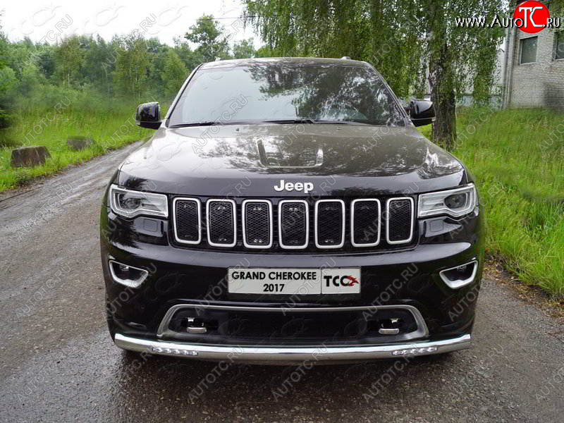 37 999 р. Защита переднего бампера нижняя с ДХО 76,1 мм ТСС Тюнинг Jeep Grand Cherokee WK2 2-ой рестайлинг (2017-2022) (нержавейка)  с доставкой в г. Йошкар-Ола