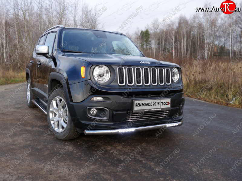 39 999 р. Защита переднего бампера нижняя с ДХО 60,3 мм ТСС Тюнинг  Jeep Renegade (2015-2024) (нержавейка)  с доставкой в г. Йошкар-Ола