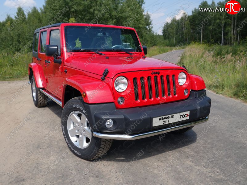 21 799 р. Защита переднего бампера нижняя d76,1 мм ТСС Тюнинг Jeep Wrangler JK (2007-2018) (нержавейка)  с доставкой в г. Йошкар-Ола